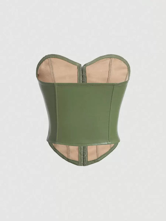 SHEIN MOD – Top galbant en PU avec boucle et taille mi-haute