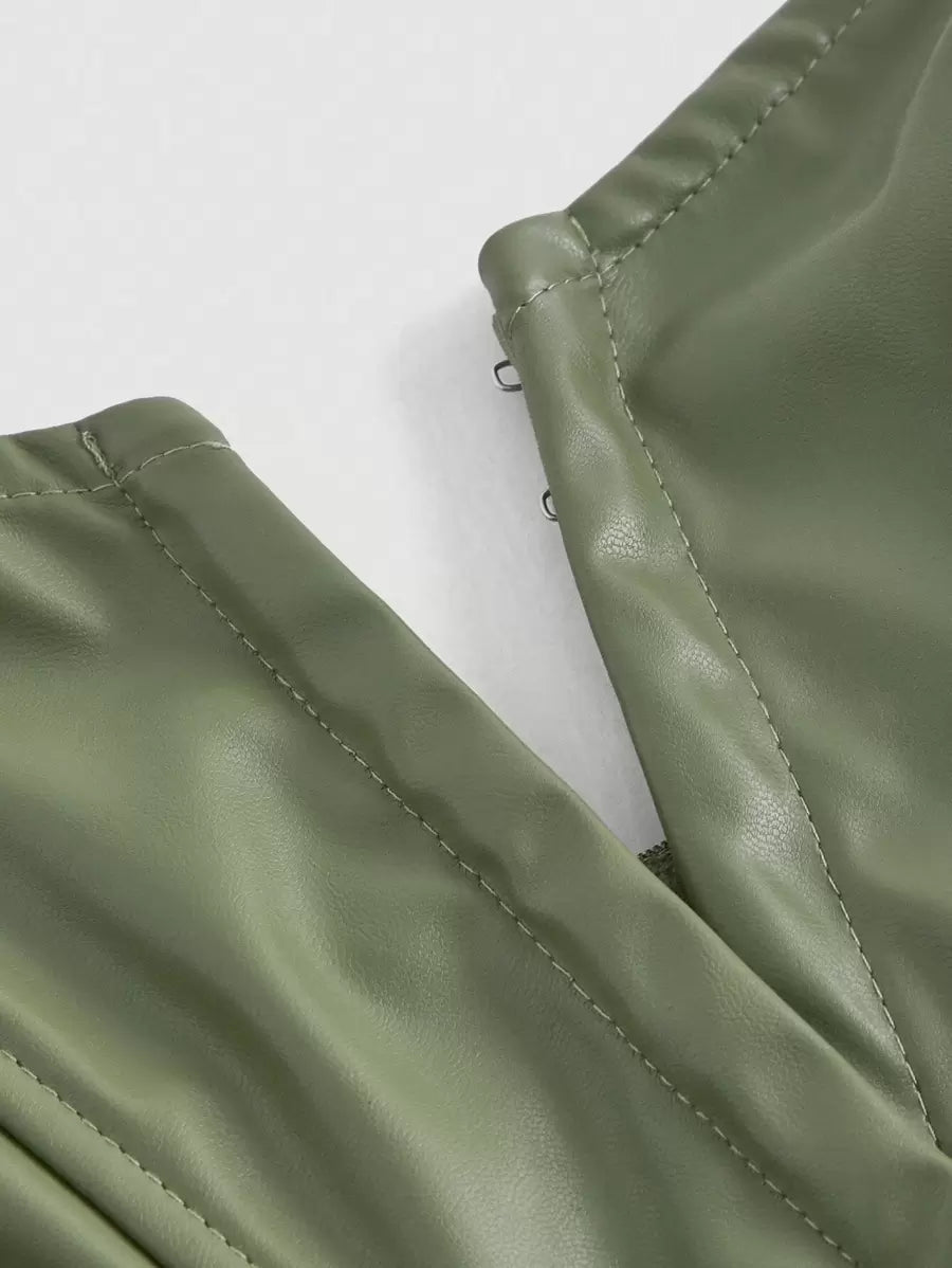 SHEIN MOD – Top galbant en PU avec boucle et taille mi-haute