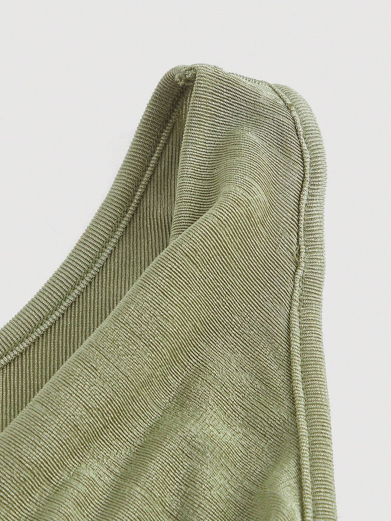 SHEIN MOD – Débardeur Col Bénitier Vert à Ourlet Asymétrique