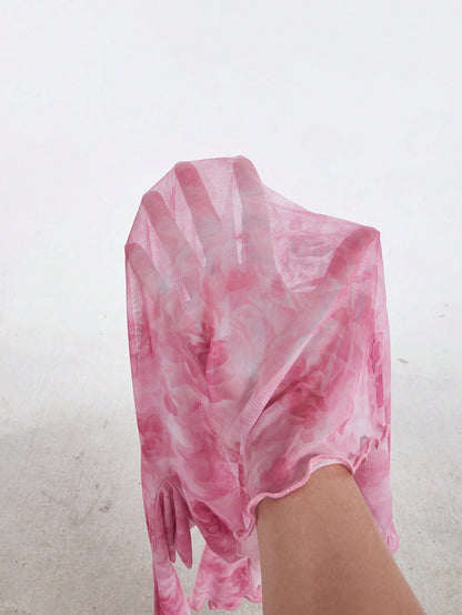 SHEIN MOD – Haut Rose à Manches Évasées et Imprimé Floral