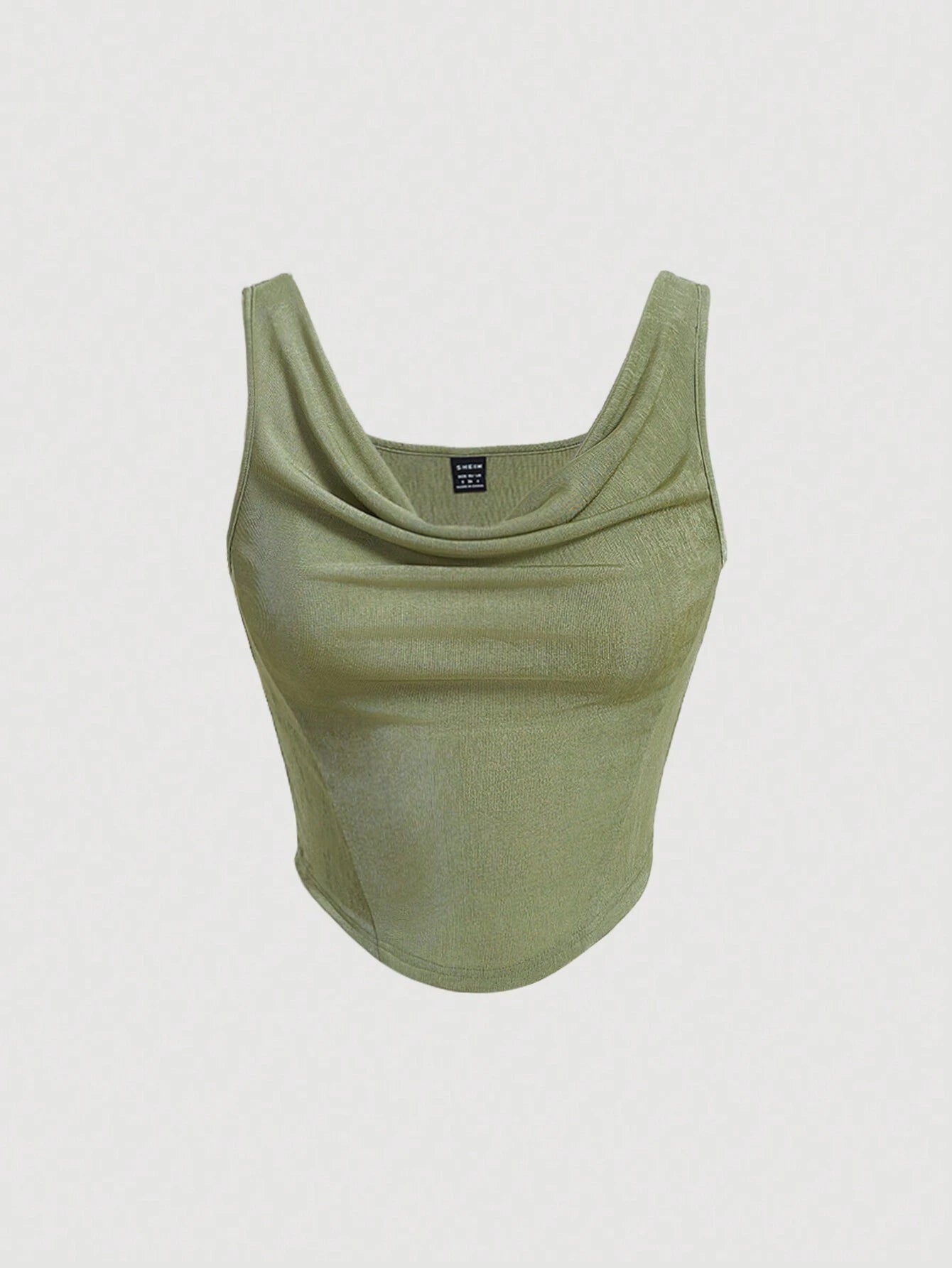 SHEIN MOD – Débardeur Col Bénitier Vert à Ourlet Asymétrique