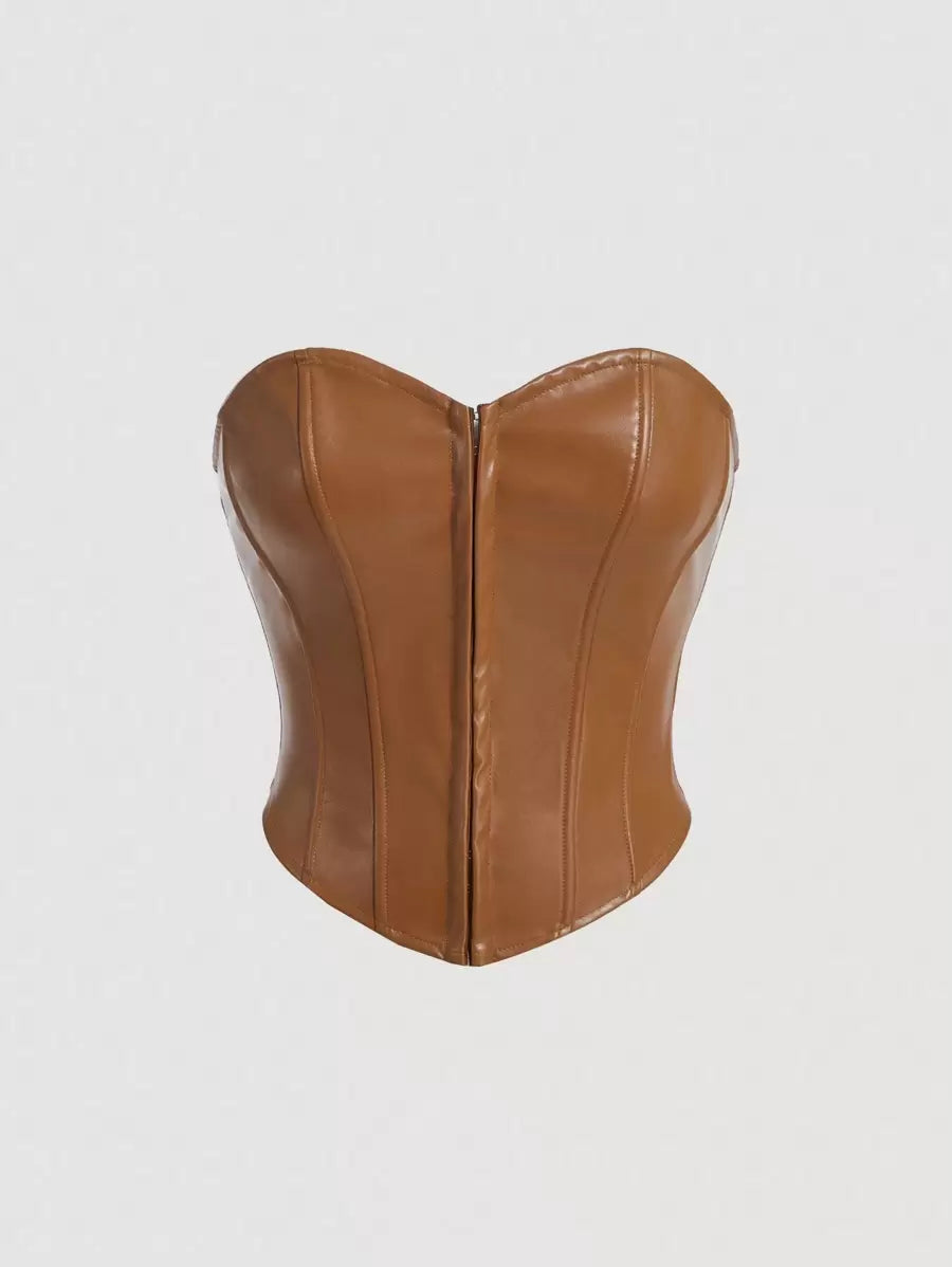 SHEIN MOD – Haut de bandeau à corset avec fermeture éclair et ajustement taille