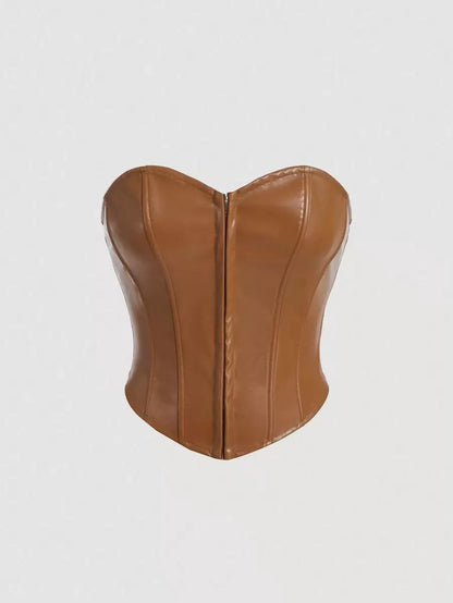 SHEIN MOD – Haut de bandeau à corset avec fermeture éclair et ajustement taille