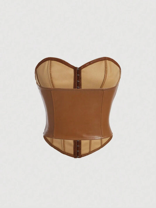 SHEIN MOD – Haut de bandeau à corset avec fermeture éclair et ajustement taille