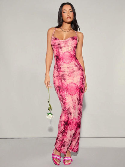 SHEIN BAE – Robe de soirée florale longue avec coupe moulante et design élégant