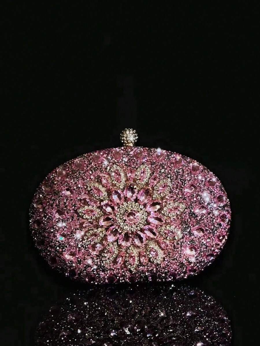 Dedoo – Sac de soirée ovale en strass avec chaîne dorée et design tournesol