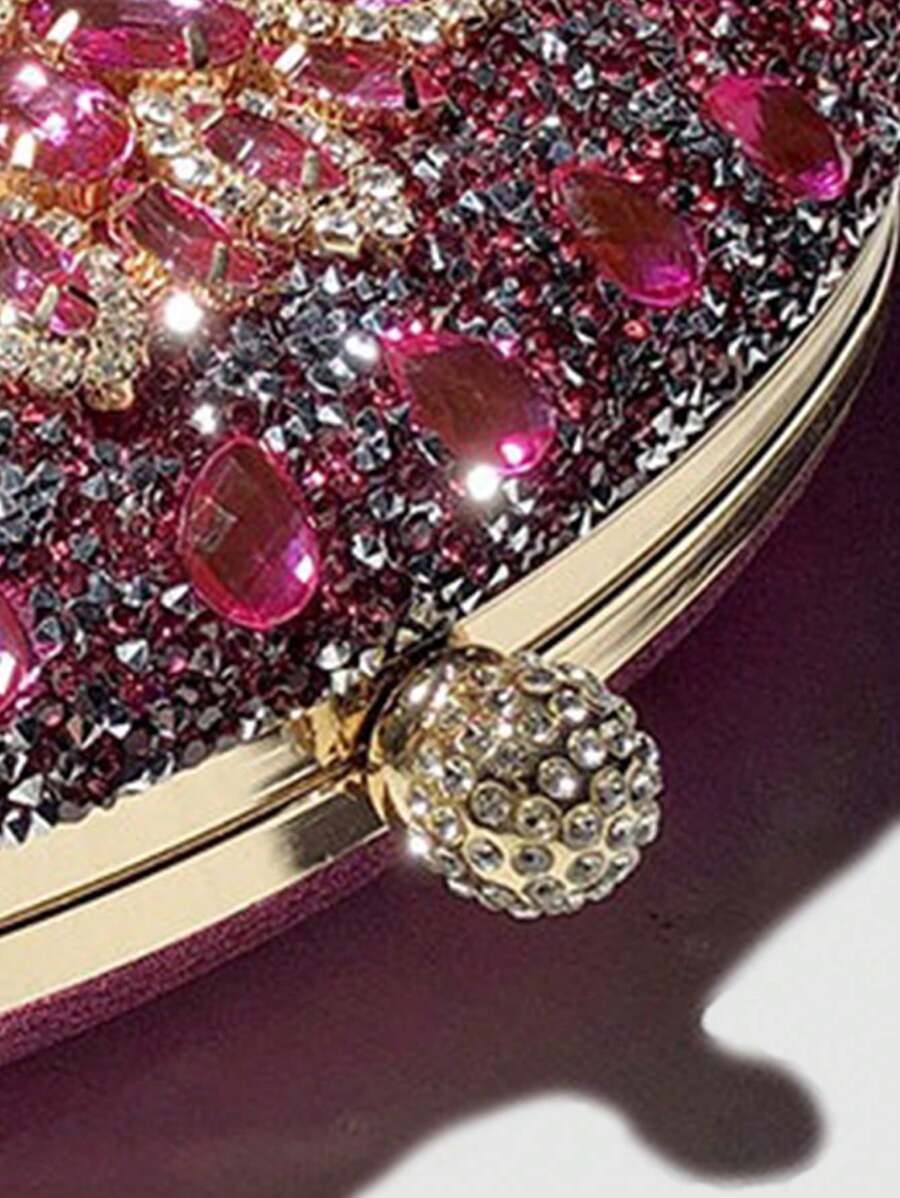 Dedoo – Sac de soirée ovale en strass avec chaîne dorée et design tournesol