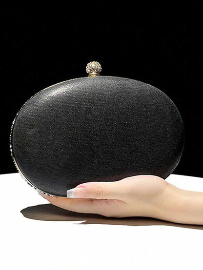 Dedoo – Sac de soirée ovale en strass avec chaîne dorée et design tournesol