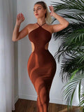 INAWLY – Robe halter découpée en tissu léger pour un look chic