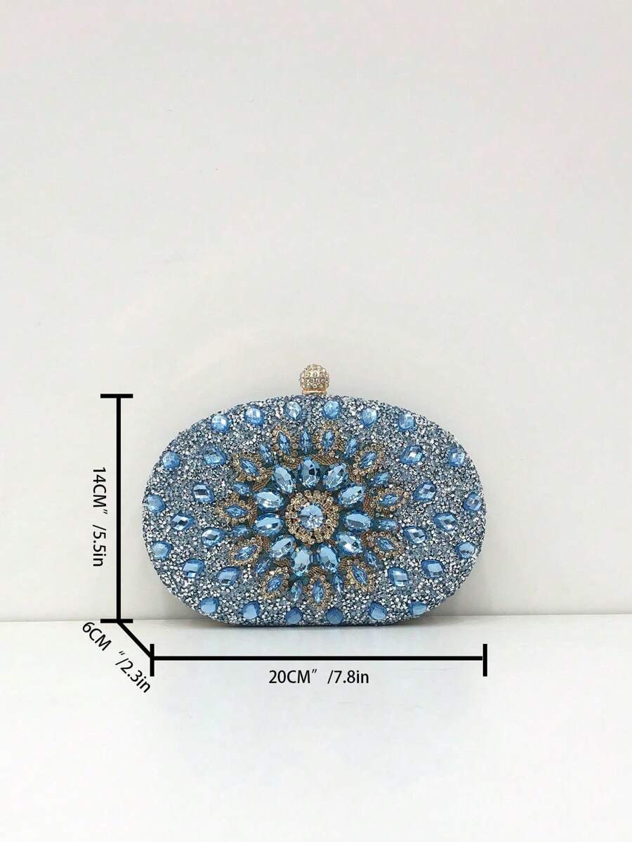 Dedoo – Sac de soirée ovale en strass avec chaîne dorée et design tournesol