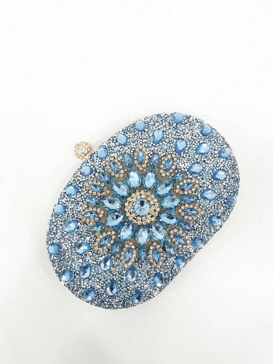 Dedoo – Sac de soirée ovale en strass avec chaîne dorée et design tournesol