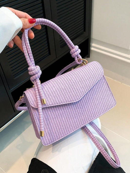 Sac Carré Vintage à Texture Tressée – 3-en-1