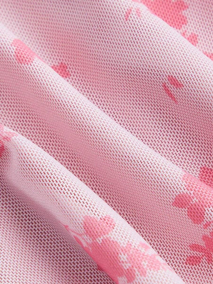 SHEIN MOD – Top bandeau plissé avec nœud et imprimé floral