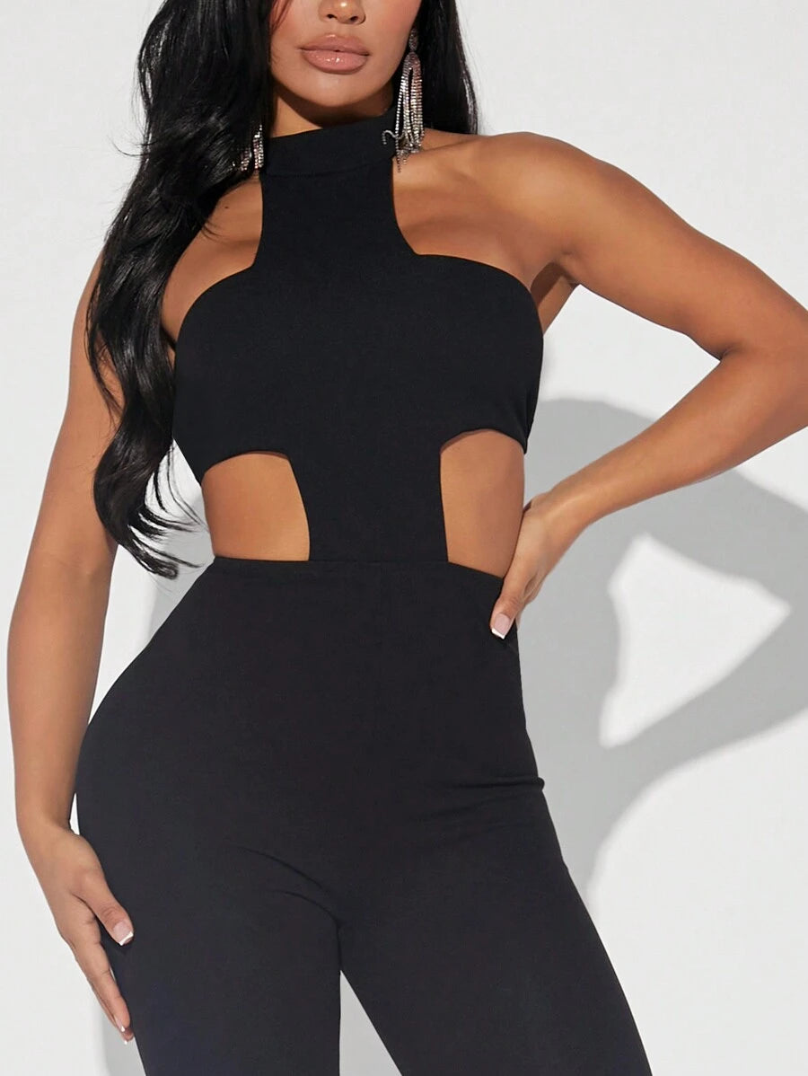 Hauture – Combinaison évasée sans manches à col halter et jambes larges