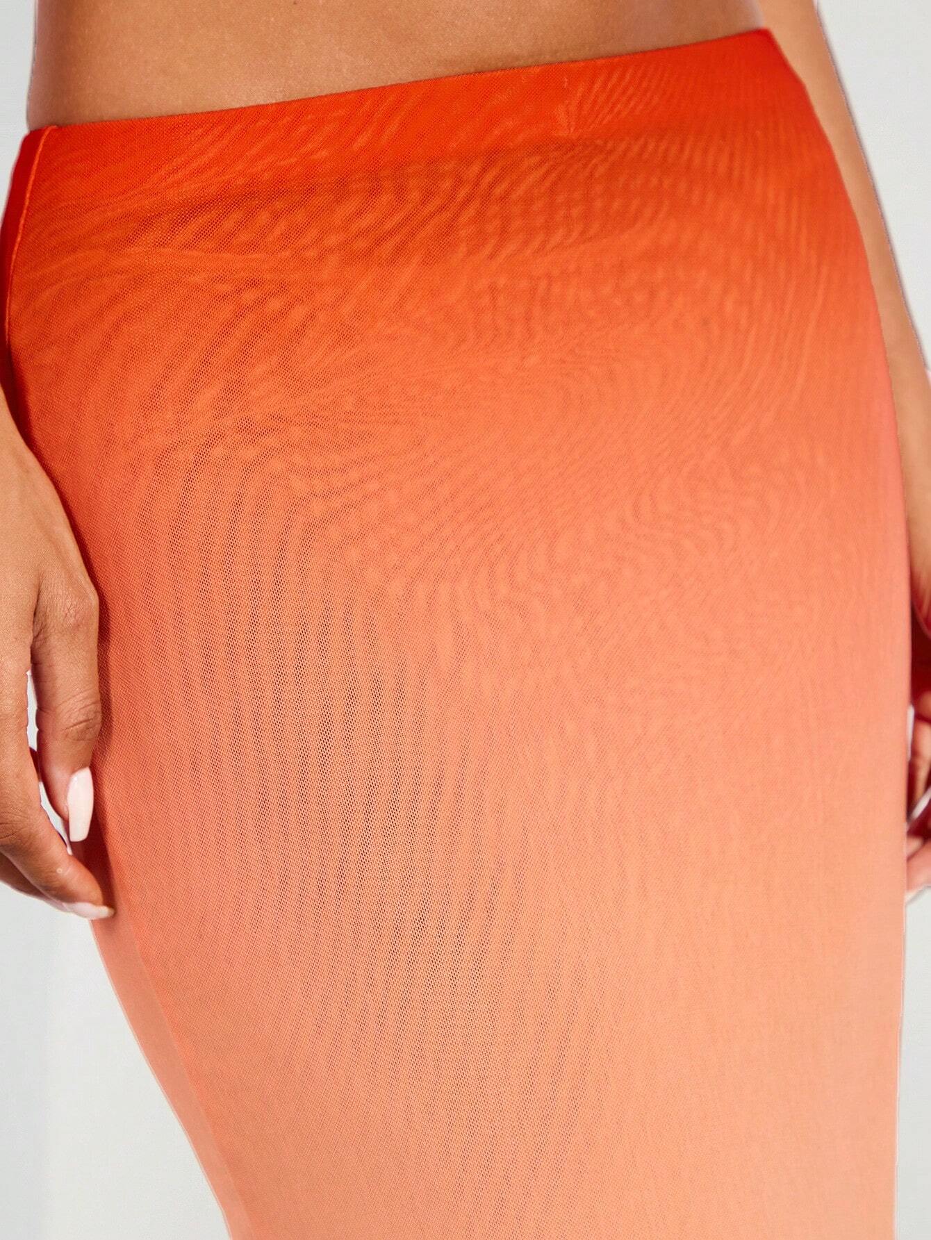 SHEIN BAE – Jupe maxi dégradée effet arc-en-ciel