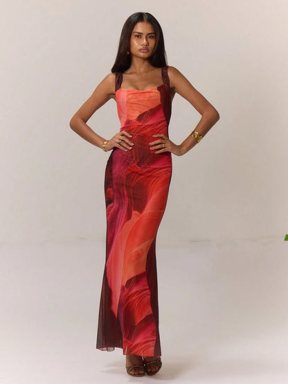 MUSERA – Robe maxi à imprimé blocs de couleurs avec ourlet de sirène