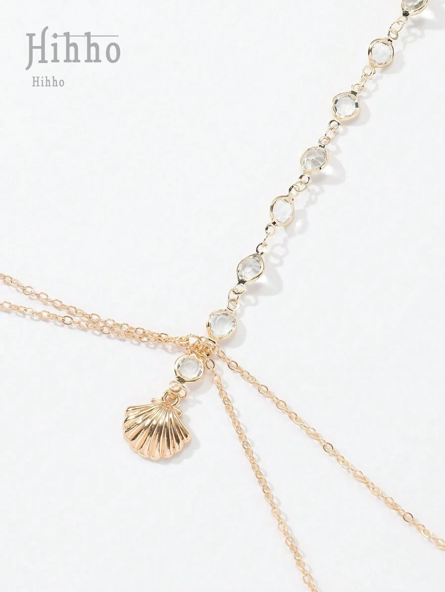 Hihho – Collier de bikini avec zircone et perles, chaîne pour la taille