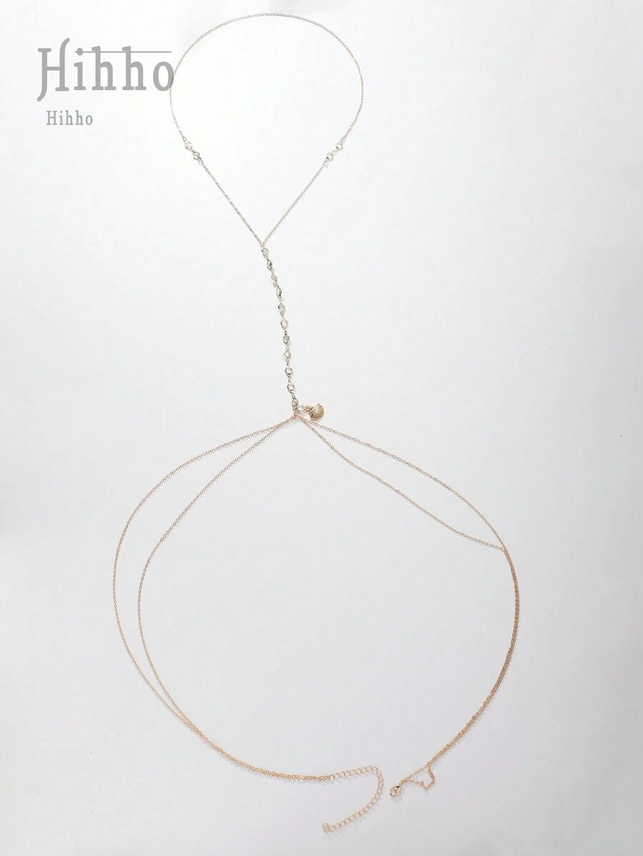 Hihho – Collier de bikini avec zircone et perles, chaîne pour la taille