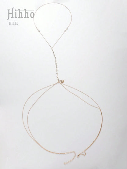 Hihho – Collier de bikini avec zircone et perles, chaîne pour la taille