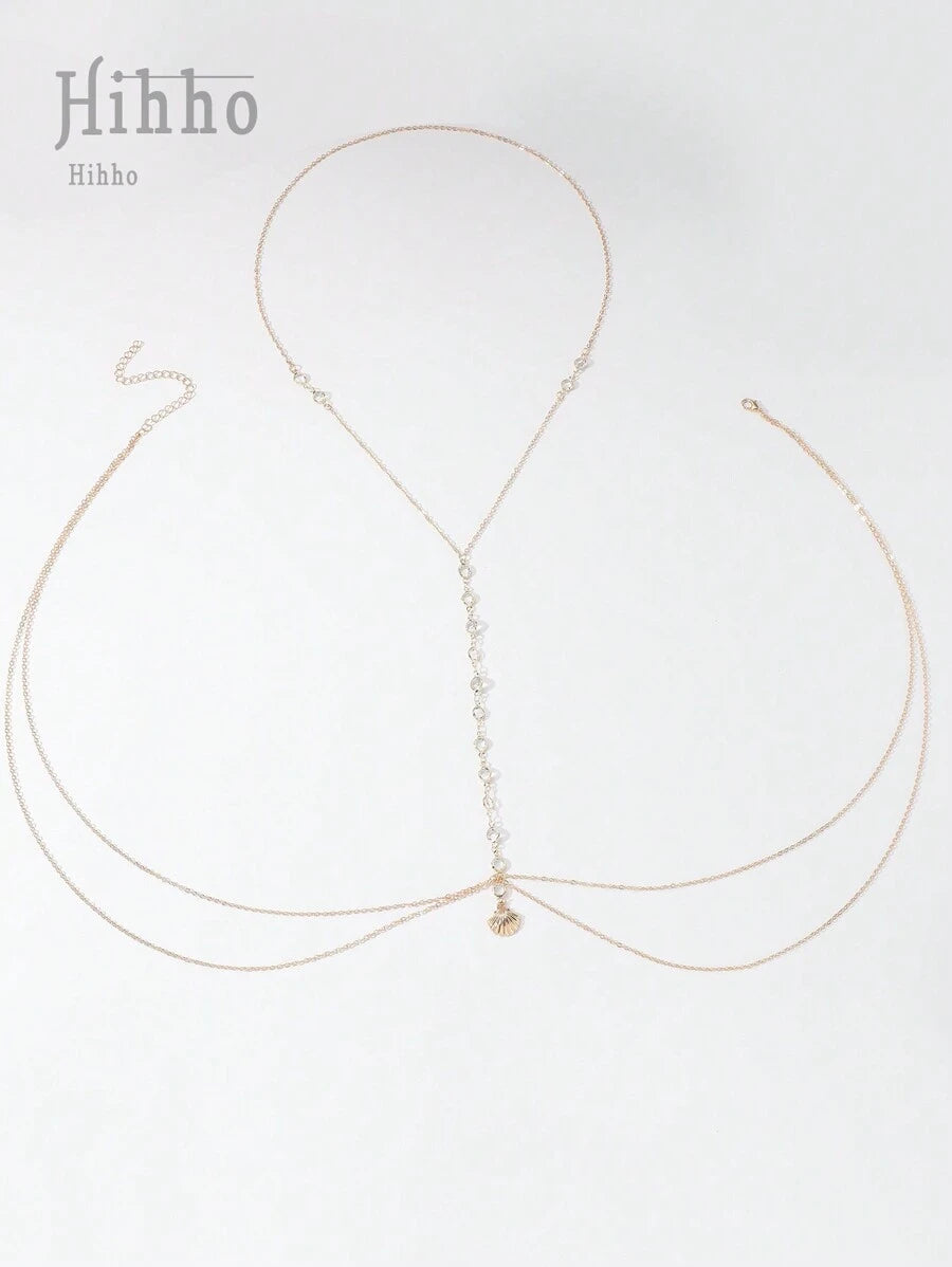 Hihho – Collier de bikini avec zircone et perles, chaîne pour la taille