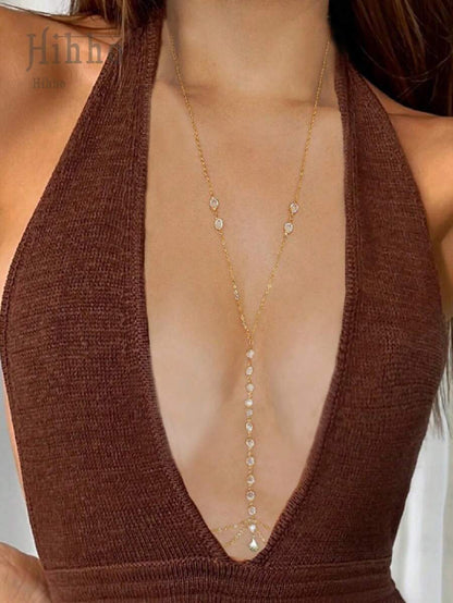 Hihho – Collier de bikini avec zircone et perles, chaîne pour la taille