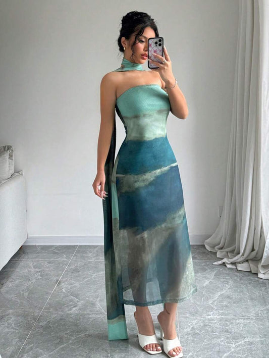 Elenzga – Robe Longue d'Été Asymétrique Bustier