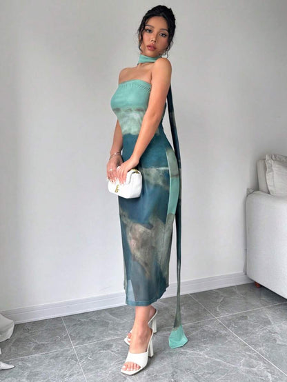 Elenzga – Robe Longue d'Été Asymétrique Bustier