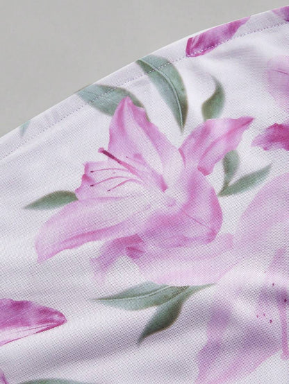 SHEIN MOD – Top tube à ourlet asymétrique avec imprimé floral et coupe estivale