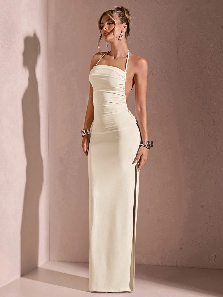 SHEIN BAE – Robe d'été dos nu avec fente haute et volants