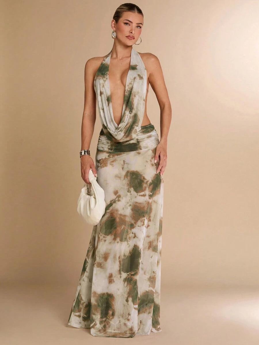 SHEIN BAE – Robe d'Été à Col en V Plongeant et Dos Nu