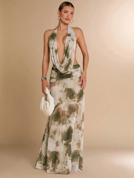 SHEIN BAE – Robe d'Été à Col en V Plongeant et Dos Nu