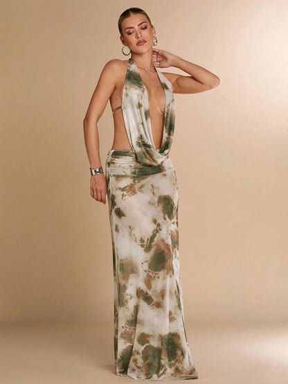 SHEIN BAE – Robe d'Été à Col en V Plongeant et Dos Nu