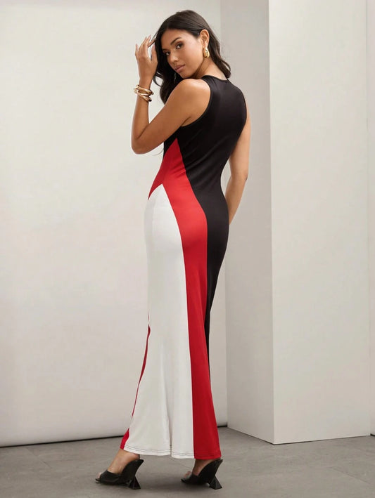 COSMINA Robe Longue Décontractée à Col Rond et Coupe Sirène