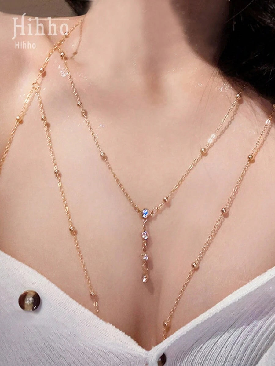 Hihho – Collier de bikini avec zircone et perles, chaîne pour la taille