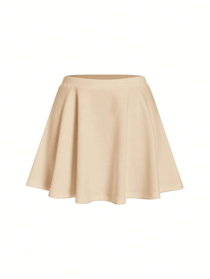 SHEIN BASICS – Jupe Évasée Nude à Fermeture Éclair