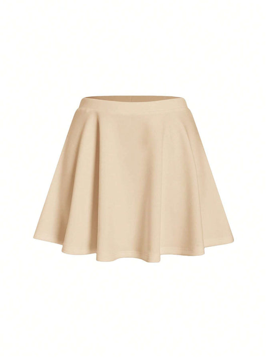 SHEIN BASICS – Jupe Évasée Nude à Fermeture Éclair
