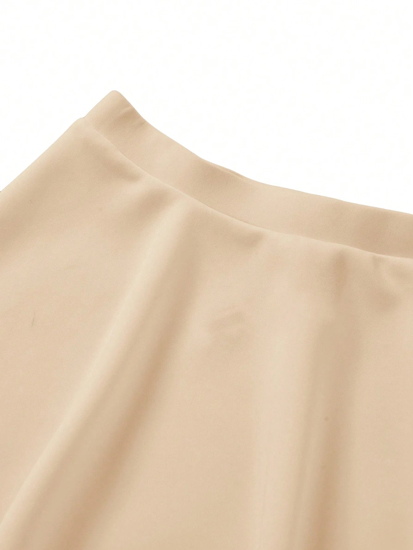SHEIN BASICS – Jupe Évasée Nude à Fermeture Éclair