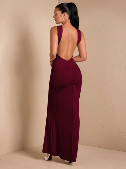 SHEIN BAE – Robe dos nu minimaliste en tissu fluide pour occasions spéciales