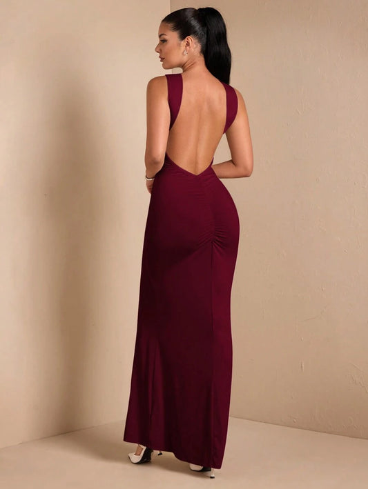 SHEIN BAE – Robe dos nu minimaliste en tissu fluide pour occasions spéciales