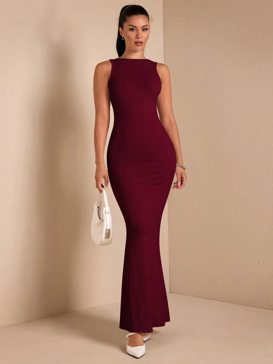 SHEIN BAE – Robe dos nu minimaliste en tissu fluide pour occasions spéciales