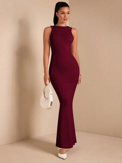 SHEIN BAE – Robe dos nu minimaliste en tissu fluide pour occasions spéciales