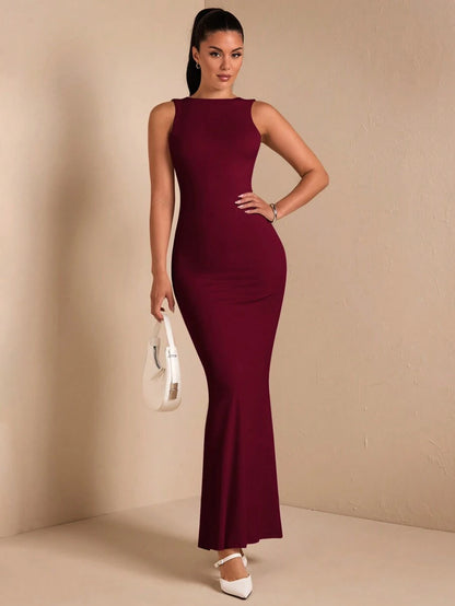 SHEIN BAE – Robe dos nu minimaliste en tissu fluide pour occasions spéciales