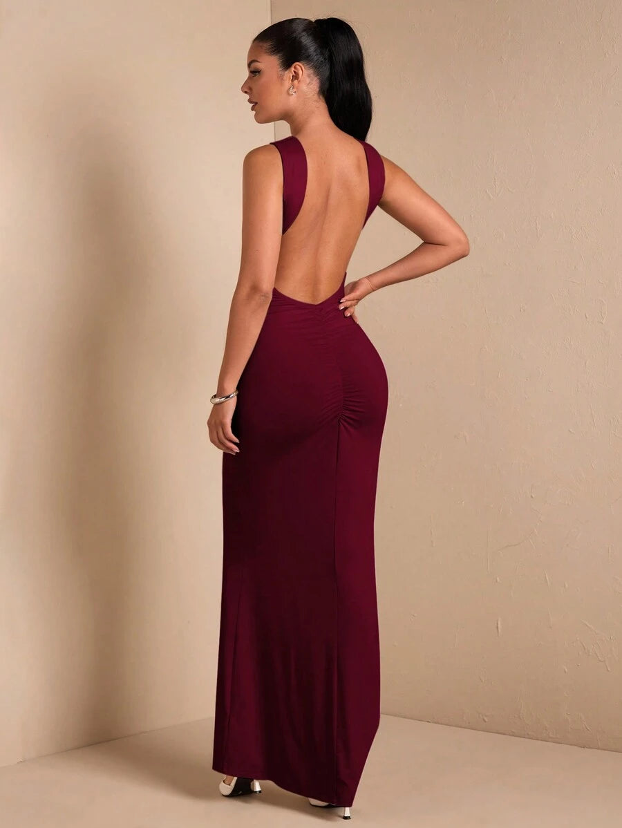 SHEIN BAE – Robe dos nu minimaliste en tissu fluide pour occasions spéciales