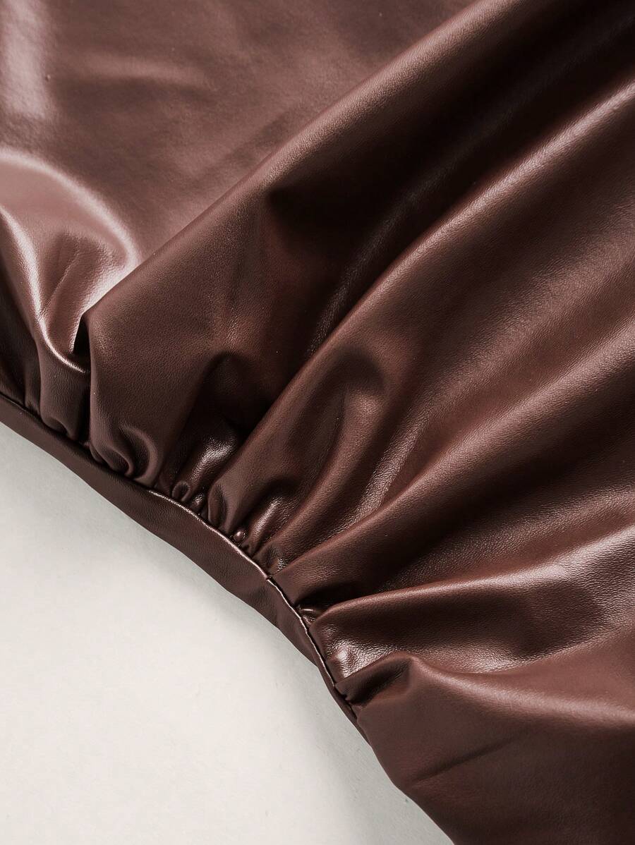 SHEIN – Débardeur plissé en PU sans manches pour sorties décontractées