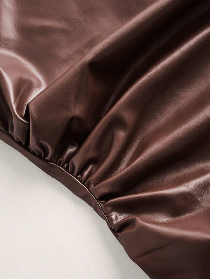 SHEIN – Débardeur plissé en PU sans manches pour sorties décontractées