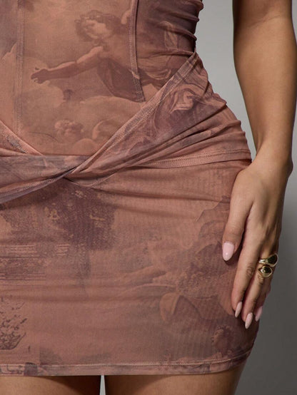 MISSGUIDED – Robe mini bandeau en tulle à encolure en cœur et détail froncé