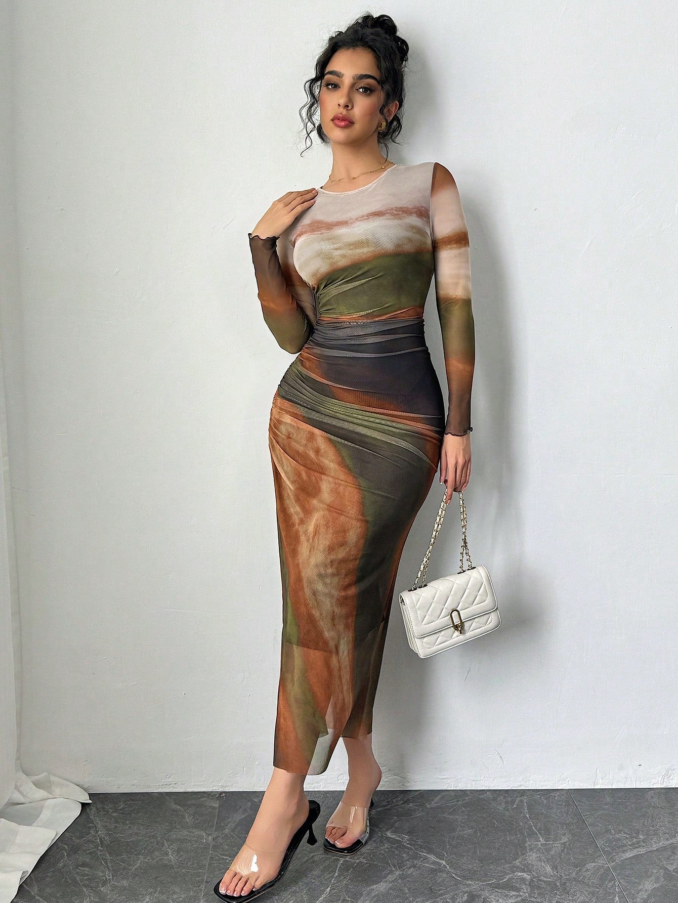 Robe maxi imprimée, ajustée et respirante
