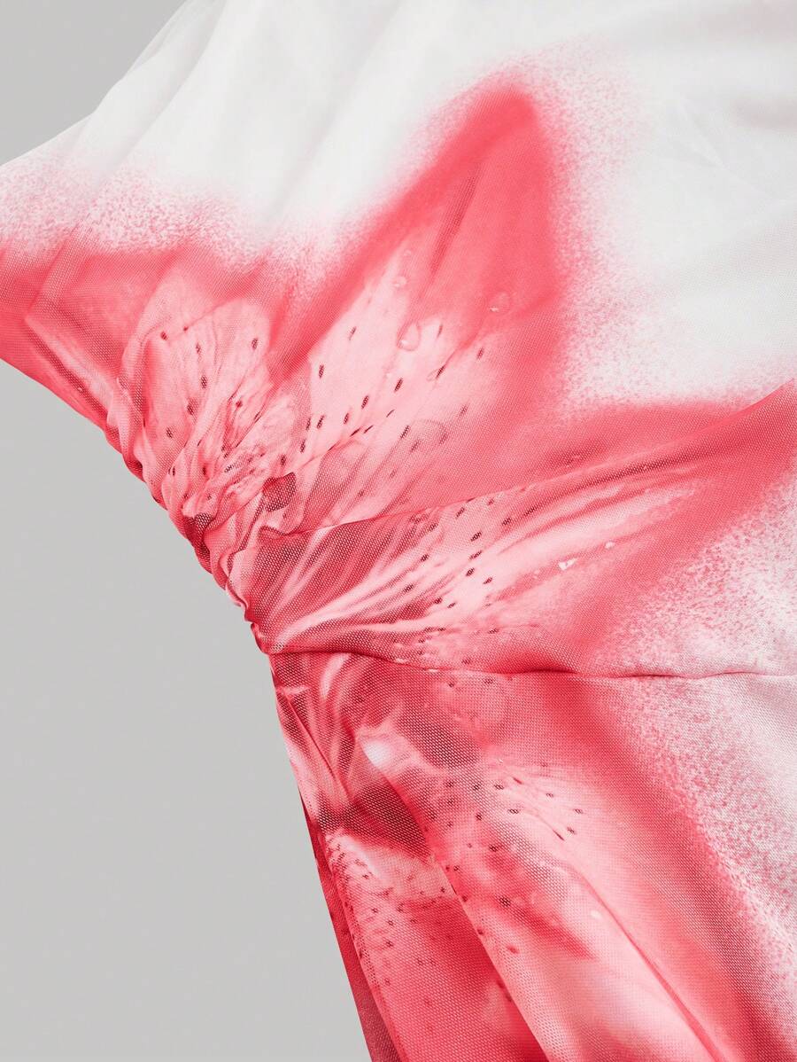 SHEIN MOD – Robe longue tricotée à motif fleuri, de soirée