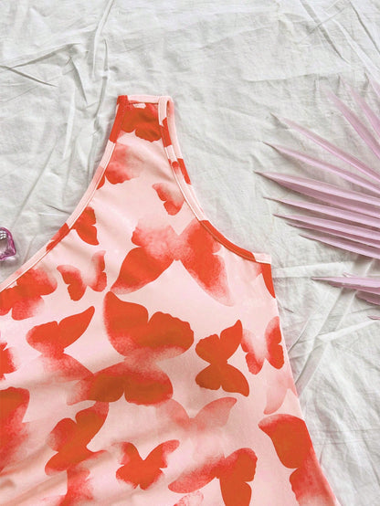 Soleia – Robe Mini Asymétrique Imprimée Papillon