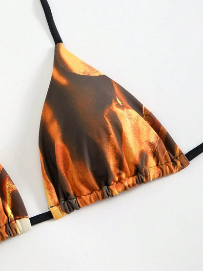 Swim EVENT – Ensemble Bikini à imprimé d'été avec voile et design sexy hippie